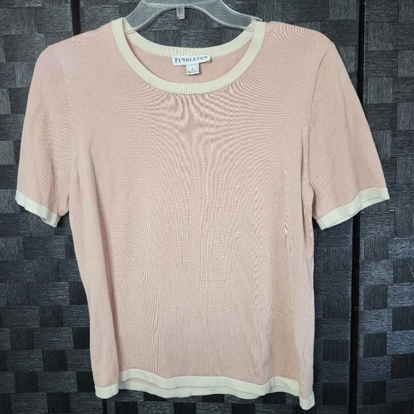 Pendleton Light Pink Women's Cardigan Sweater Set With Bow Accents - Picture 4 of 7